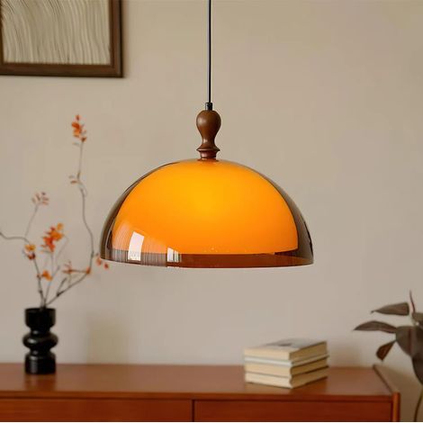 Lustre, suspension vintage, plafonnier suspendu, lustre semi-encastré avec abat-jour en acrylique, 35 cm x 23,5 cm (1/5)
