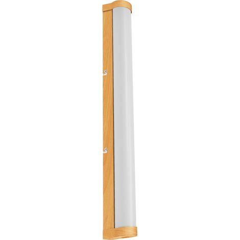OSRAM Applique/luminaire LED de miroir ORBIS Tube, verre dépoli/décor bois 12W 1200lm 3000/4000K gradable par interrupteur mural, 60 cm de diam., protection IP44 (corps étrangers/projections d’eau) (1/4)