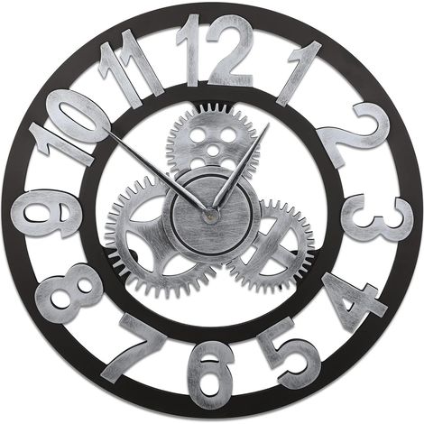 Horloge Murale 3D 40 Cm Horloge Murale À Engrenages Steampunk Horloge Murale Classique Rétro En Métal Horloge Rétro Silencieuse Horloge À Chiffres Romains Décoration De Style Industriel Convient Pour (1/5)