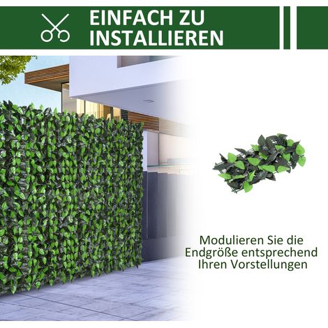 Haie synthétique décorative, plante grimpante réaliste pour extérieur, aspect naturel, 300x100 cm, vert sombre. (1/4)