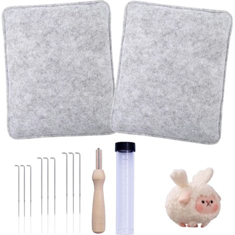 Lot de 2 aiguilles à feutrer pour feutrage à sec - 18 x 16,2 cm - Avec accessoires de feutrage - Kit de feutrage à l'aiguille pour débutants et professionnels - Kit d'outils de feutrage de (1/5)