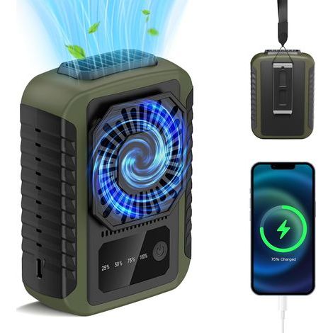 Ventilateur portable pour les hanches – Rechargeable 6000 mAh – 20 heures d'autonomie – 3 vitesses – Fixation par pince et portable – Idéal pour l'extérieur, le sport et les chantiers (espaces verts) (1/5)
