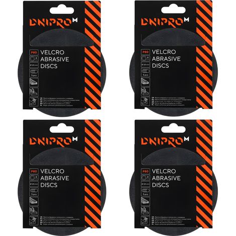Discos de lija autoadherentes Dnipro-M P80 de 125 mm, 8 agujeros, para lijadora excéntrica, pack de 20 unidades (1/2)