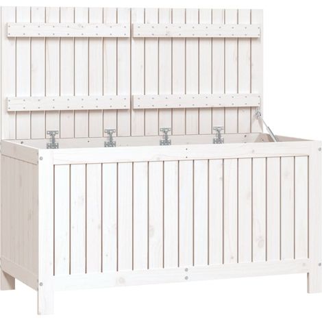 Baúl mueble de jardín almacenamiento blanco 121 x 55 x 64 cm madera de pino 020013070