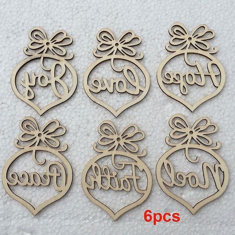 Lot de 6 décorations de sapin de Noël en bois, pendentifs, scènes décoratives à suspendre (1/5)