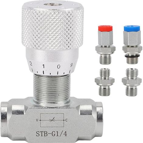 Vanne de Contrôle de Débit Hydraulique G1 4, Vanne de Restriction Bidirectionnelle pour Mini-pelles 0,8 2 Tonnes, avec 4 Raccords de Connexion (1/5)
