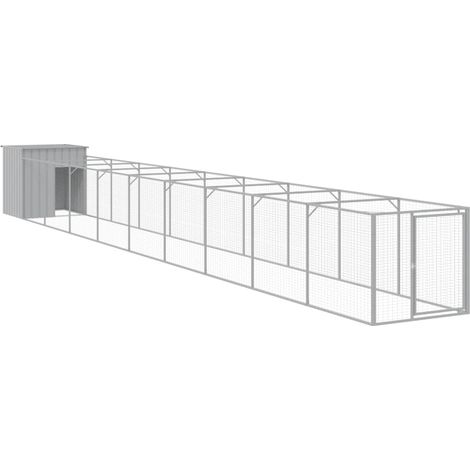 Caseta para perros con patio luminoso 110 x 1017 x 110 cm gris 020043488