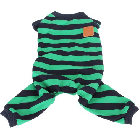 Pyjama rayé pour chien, élégant, mignon, extensible, respirant, 4 pattes, pour animal de compagnie, pour la maison, usage quotidien, L (1/5)