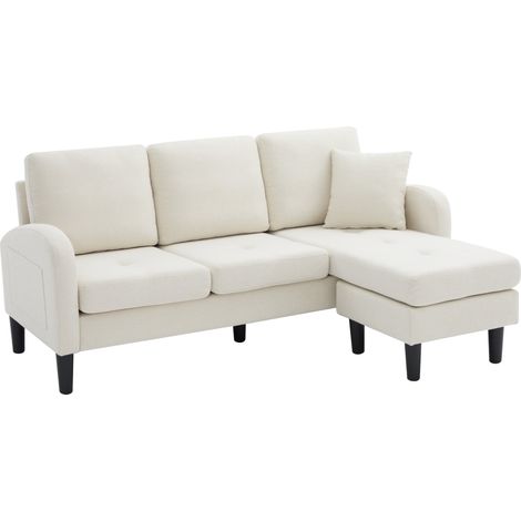 Sofá esquinero L con chaise longue de 3 plazas 166 x 118 x 77 cm beige claro (1/5)