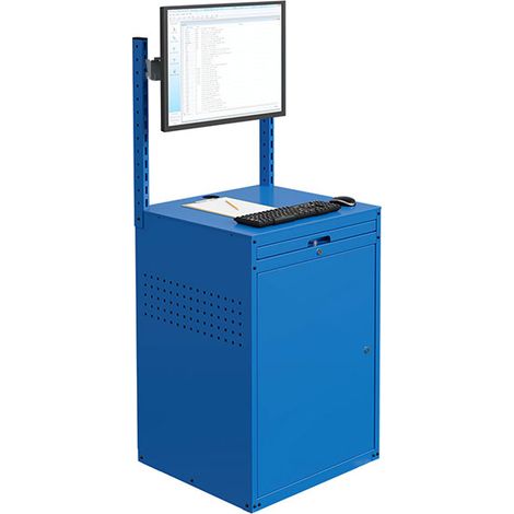 Armadio fisso per computer - Blu industriale - Supporto per schermo su binario - W040010031-GCBI