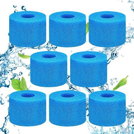 Set of 8 S1 Spa Filters, Reusable Foam, Dimensions 10.8x7.3cm, For Swimming Pools and Jacuzzis (1/5)