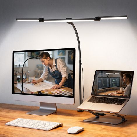 Lampe de bureau LED LOLLANDA, lampe de bureau à pince préservant la vue, lampe de travail pour architectes, pour le bureau et la maison (1/5)