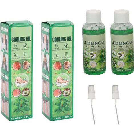 2 pièces 60ml Spray d'Huile Médicinale Anti-Moustiques, Apaisant Piqûres, Rafraîchissant pour l'Été