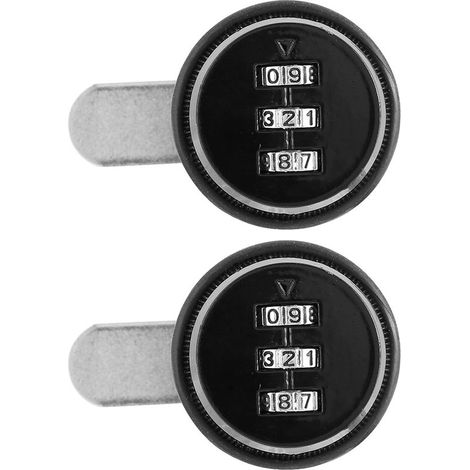 2 pièces en alliage de Zinc mot de passe mécanique Code à 3 chiffres serrure d'armoire de boîte aux lettres noir 20mm/0,79 pouces (1/5)
