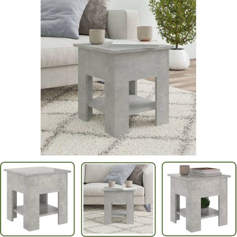 The Living Store Table basse gris béton 40x40x42 cm bois d'ingénierie - Table Basse - Meuble Salon - Table D'appoint - Table En Bois - Mobilier Contemporain (1/5)