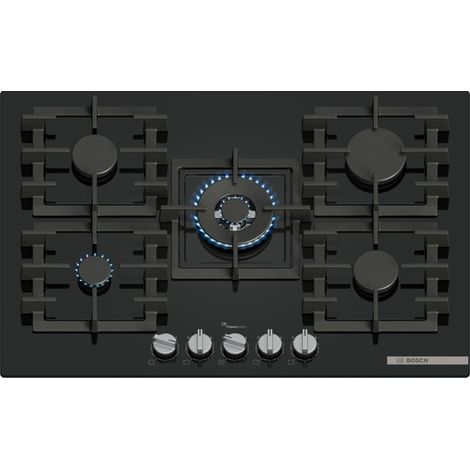 Bosch – Plaque de cuisson gaz 5 foyers 75 cm – Brûleur wok 4000W – Allumage électronique – PPQ7A6I40