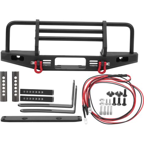 Pare-chocs avant métal avec 2 feux ronds LED pour TRX4 SCX10 90046, accessoire voiture RC 1/10 (1/5)