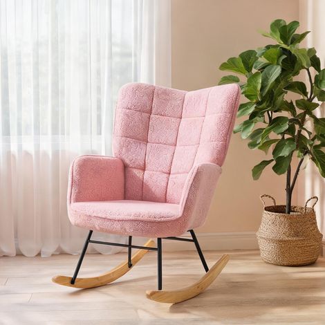 Fauteuil rose en imitation cachemire 71 x 98 x 101 cm (1/5)