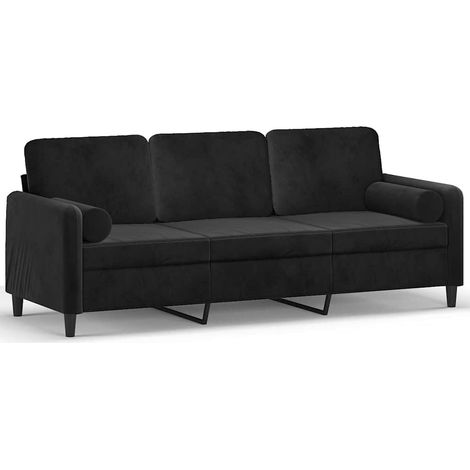 Maison Exclusive - Divano a 3 Posti con Cuscini Nero 180 cm in Velluto