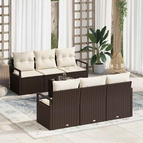 vidaXL Set di divani 7 pcs Marrone e Crema polyrattan (1/5)
