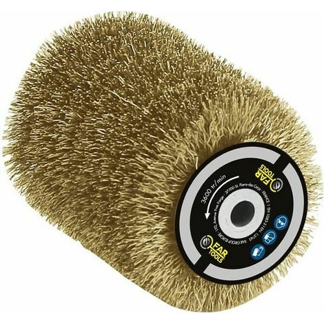 Brosse fil laitonne 0,3mm O80mm - L 100mm pour decaper/degriser (1/2)