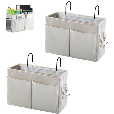 Panier de rangement blanc multifonction de 2 pièces, caddie organisateur portables, organisateurs suspendu pour les soins de bébé, au chevet (1/5)