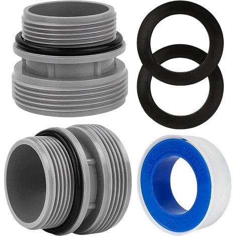 Poolschlauch Adapter Set 2 Stück für Poolpumpe 40mm auf 1 1/2 Zoll mit Dichtung
