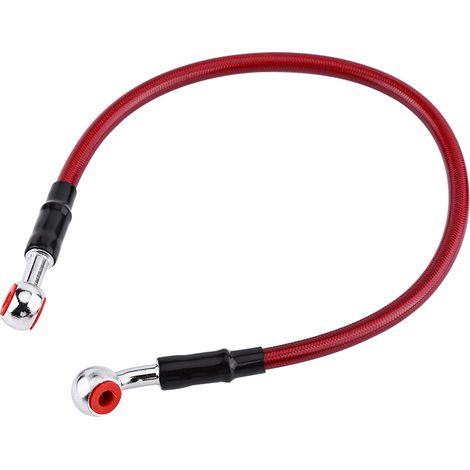 Connecteur universel pour conduite de frein et de carburant de moto, tressé en acier inoxydable (45 cm, rouge). (1/5)