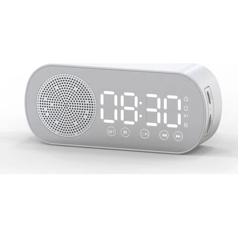Réveil numérique LED, Surface miroir, bouton, fonctionnement, Bluetooth, haut-parleur 5.0 sans fil, lecteur MP3, horloge de chevet