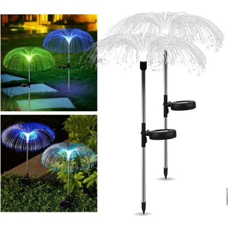 Lot de 2 lampes solaires Avatar RGB en forme de méduse pour jardin, avec piquet de terre noir (1/5)
