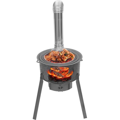 Poêle à Bois 3 Anneaux pour Woks - Support Ustensiles 25-45cm, Charge 100kg, Acier Inoxydable Anti-rouille - Trépied Stable, Portable - Idéal pour Camping, Jardin, Terrasse