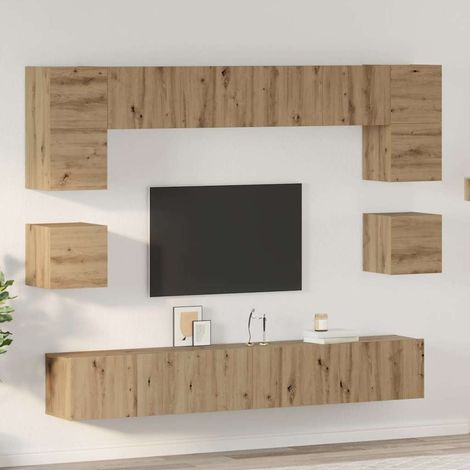 TV-Schrankset Wandmontiert 8 pcs Artisan-Eiche Holzwerkstoff