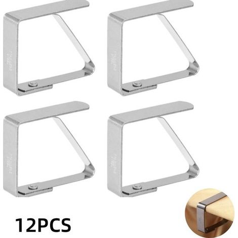 Confezione da 12 clip extra large in acciaio inossidabile per tovaglie, ideali per picnic all'aperto, matrimoni e feste, colore naturale, 8x7,7 cm. (1/4)