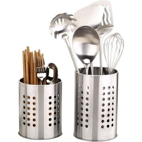 Lot de 2 porte-ustensiles de cuisine en acier inoxydable anti-rouille pour organiser les tiroirs et comptoirs (1/4)