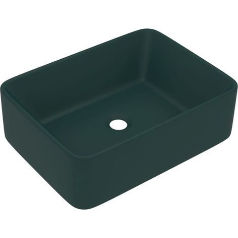 Lavabo di lusso da appoggio WC lavabo bagno stanza cosmetica rettangolare 41 x 30 cm ceramica verde scuro opaco 020002789