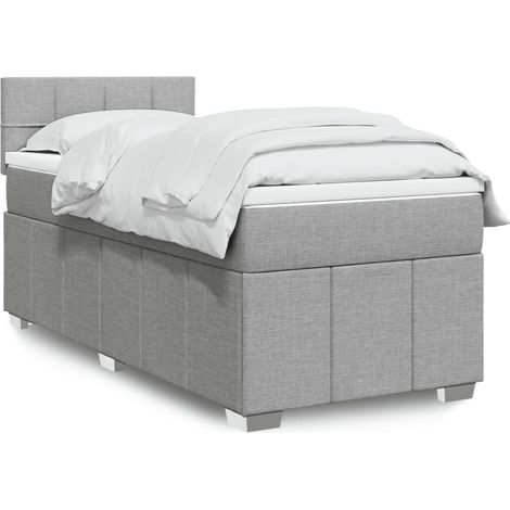Boxspringbett mit Matratze Hellgrau 90x200 cm Stoff