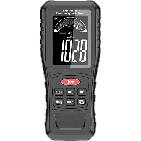 Appareil mesure champs électromagnétiques 4-en-1 rechargeable Mesure température et radiofréquences Écran LCD avec alerte sonore/lumineuse Pour maison et pro (1/5)