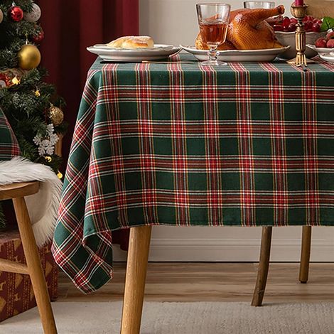 Nappe de Noël à carreaux rouge-vert 140x100 cm, facile d'entretien, polyester