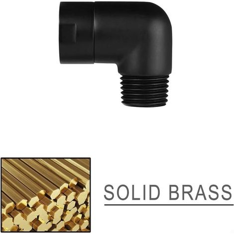 Coude de douche en laiton noir G1/2 filetage mâle/femelle à 90° pour douchette et jet de douche de tête (1/4)