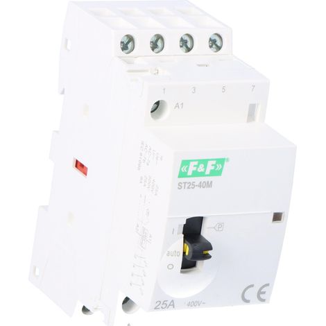 Contactor modular con control manual, montaje en carril 25A, 4 contactos NO ST25-40-M (1/4)