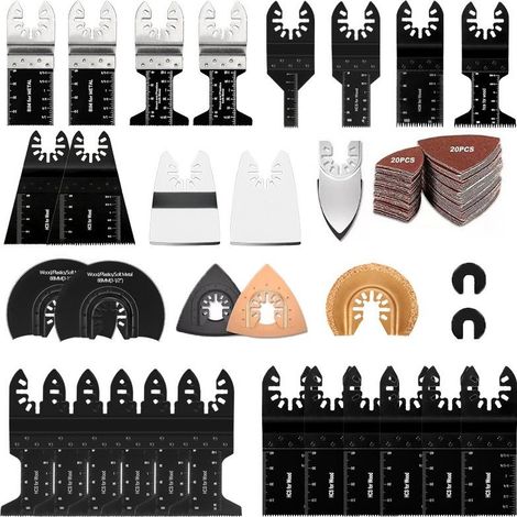 72Pcs Oscillating Tool Accessories, Professional Multi-Tool Blade Kits Wood/Metal/Plastic Cutting, Universal Oscillating Saw Blade for Fein Multimaster, Dremel, Bosch, Makita, Dewalt (1/5)