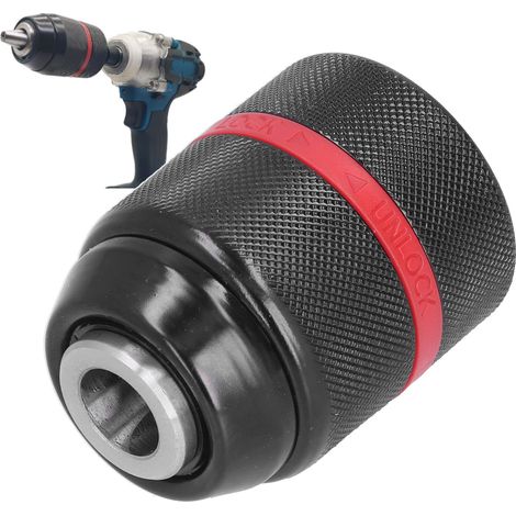 Mandrin métallique à bande rouge 2-13 mm, mandrin à trois mors, mandrin autoserrant, convertisseur de mandrin pour perceuse à percussion électrique (1/5)