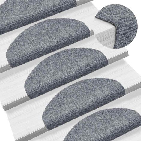 Tapis d'escalier autocollants 5 pièces 65 x 21 x 4 cm Gris clair Demi-rond Grand (1/5)