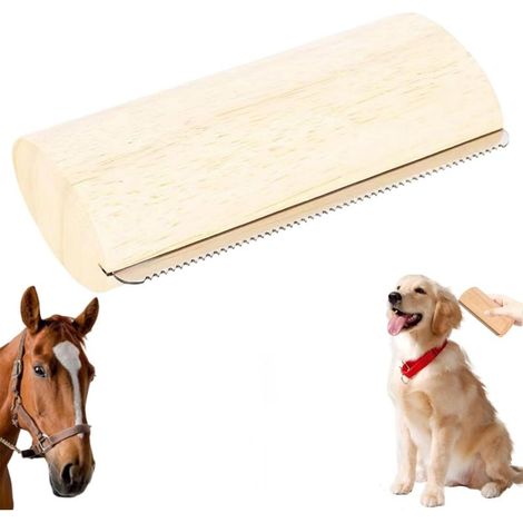 Brosse pour animaux — Manche en bois, soin doux, 13 cm de long (1/5)