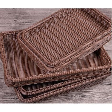 2pcs Corbeille à pain osier plastique rectangulaire corbeille panier à fruits organisseur de rangement Corbeille à œufs 30207CM (1/3)