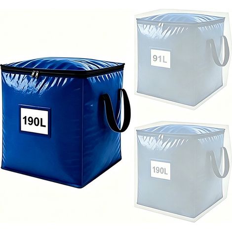 Grand sac de rangement pour couette en coton, tissé en PE, pliable et portable, 110 L, jaune citron et noir 190 L (1 paquet) (1/5)