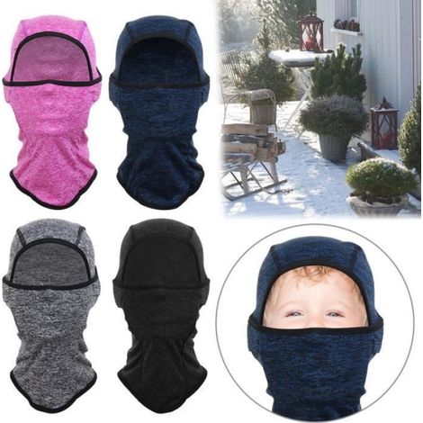 Couleur rose rouge Cagoule coupe-vent pour enfants, Ski, couverture du visage pour temps froid, chauffe-cou en polaire avec capuch (1/4)