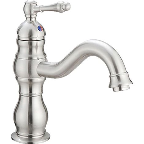 Einloch-Waschtischarmatur, Einhebel-Waschtischarmatur (gebürstetes Nickel, kurz, ausgestattet mit einem 60 cm langen 3/8"-Schlauch)