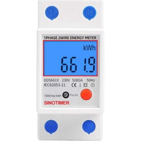AIERQ Sous compteur électrique monophasé, certifié MID, 45A max modulaire, Simple tarif, Affichage LCD. (1/4)
