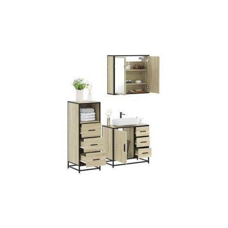 Ensemble de meubles de salle de bain 3 pcs chêne sonoma (1/5)